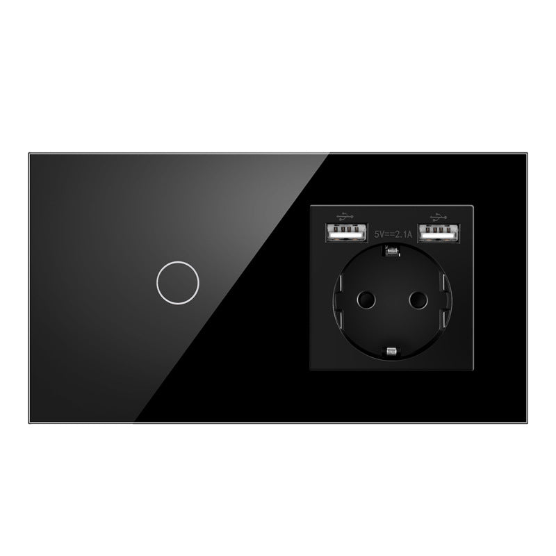 AnjieloSmart European standard Russian style touch sensor switch with socket, crystal glass panel wall switch and socket.