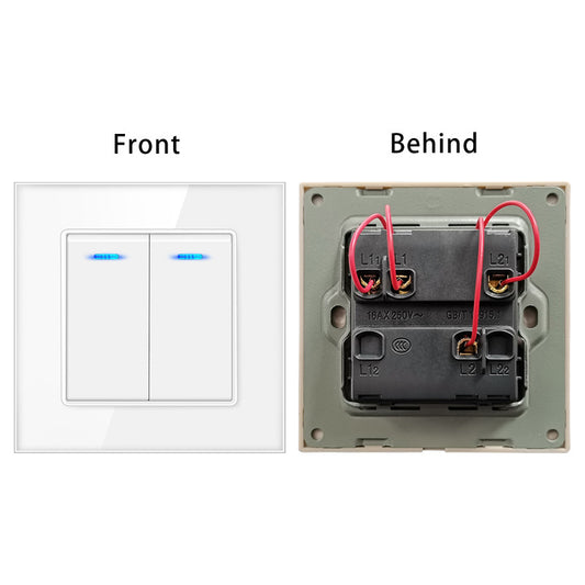 AnjieloSmart Type 86 wall-mounted push-button switch with tempered glass panel, recessed installation, single or double control.