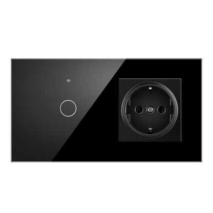 AnjieloSmart 157 European Standard WIFI Smart Switch Socket Single Round Tempered Glass Graffiti APP Voice Switch Panel for Smart Home