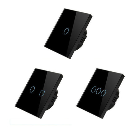 AnjeloSmart Type 86 European standard single touch switch, 1/2/3 gang touch sensor switch, glass panel light switch