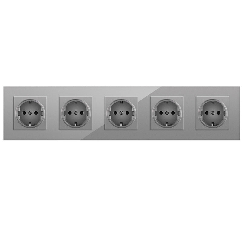 AnjieloSmart European standard 86-type German-style five-gang socket with glass panel, 16A wall power socket Russia