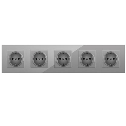 AnjieloSmart European standard 86-type German-style five-gang socket with glass panel, 16A wall power socket Russia