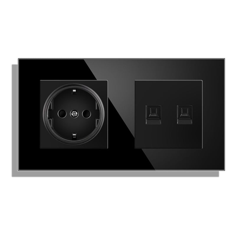 AnjieloSmart 153*86mm double wall socket with EU plug, TV and CAT5 internet RJ45 computer connection.