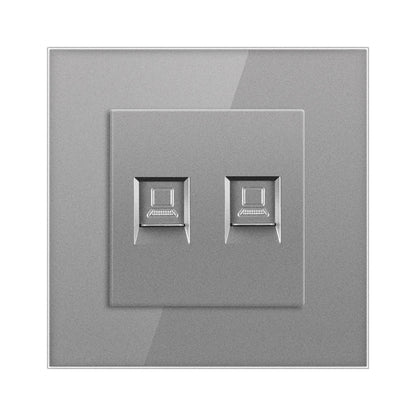 AnjieloSmart 2-Port Network Upgrade Kit EU 86-Type Flush Mount Wall Plate with CAT6 Gigabit Ethernet Sockets