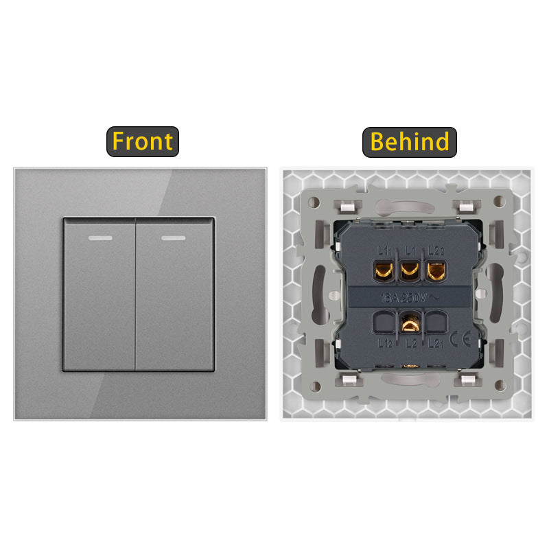 AnjieloSmart European standard 86-type wall switch, tempered glass panel, embedded single-gang multi-way rocker switch