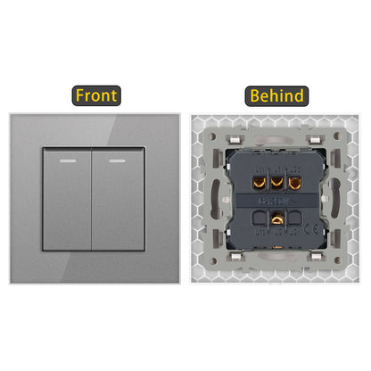 AnjieloSmart European standard 86-type wall switch, tempered glass panel, embedded single-gang multi-way rocker switch