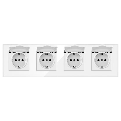 AnjieloSmart 86-type European standard German-style waterproof switch and socket, 16A power outlet, with tempered glass panel, suitable for kitchens and bathrooms.
