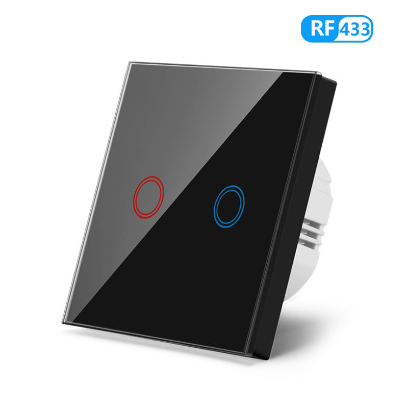 AnjieloSmart European standard 86-type wireless remote control switch with tempered glass panel, capable of penetrating walls, 433MHz RF switch.