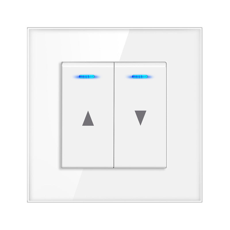 AnjieloSmart European standard 86-type electric curtain switch with LED indicator light, wall-mounted automatic reset electric lifting roller blind switch.