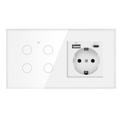 AnjieloSmart 157 European Standard WIFI Smart Switch Socket Single Round Tempered Glass Graffiti APP Voice Switch Panel for Smart Home