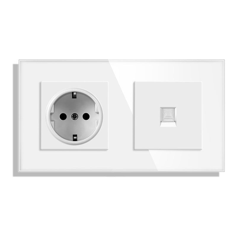 AnjieloSmart 153*86mm double wall socket with EU plug, TV and CAT5 internet RJ45 computer connection.