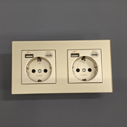 AnjieloSmart European standard wall power socket with USB and Type-C charging ports (German standard).