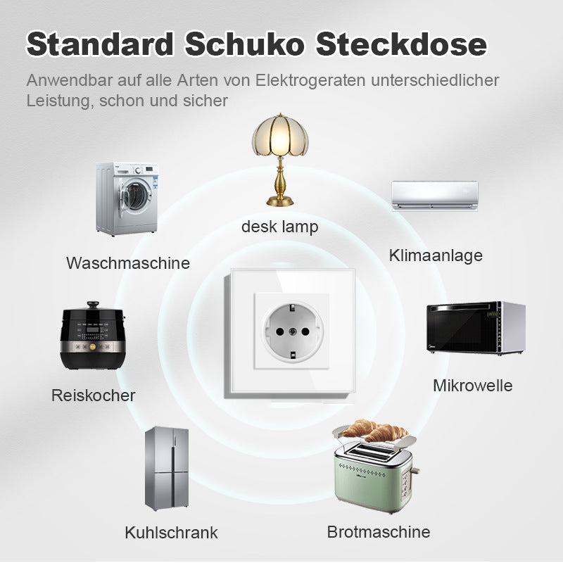 AnjieloSmart Type 82 integrated socket European standard/German type, five-gang with USB charging and Type-C port, European standard wall-mounted concealed socket panel.