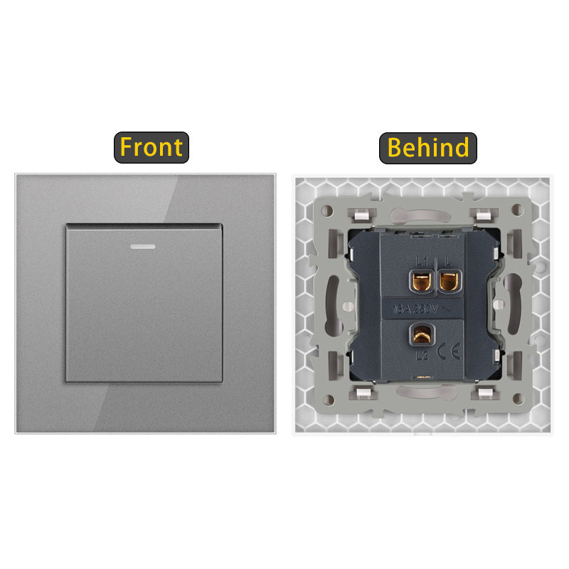 AnjieloSmart European standard 86-type wall switch, tempered glass panel, embedded single-gang multi-way rocker switch