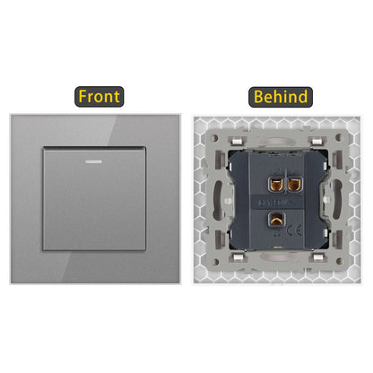 AnjieloSmart European standard 86-type wall switch, tempered glass panel, embedded single-gang multi-way rocker switch