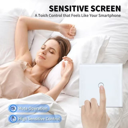 AnjieloSmart European and British standard pure touch double control switch single round tempered glass staircase headboard