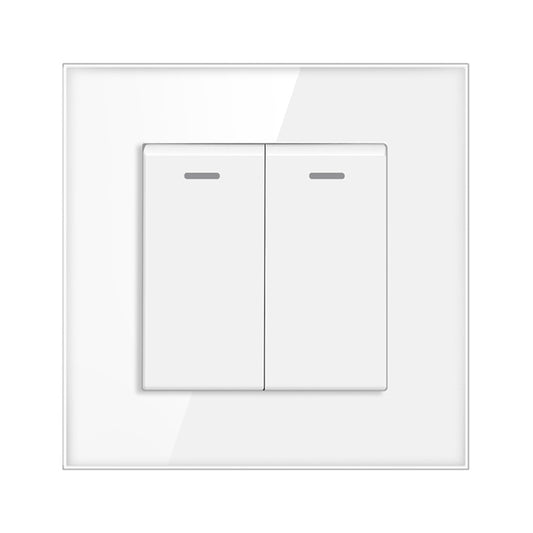 AnjieloSmart European standard 86-type wall-mounted concealed double-gang single-pole light switch panel for home use; wholesale of double-gang single-control switches.