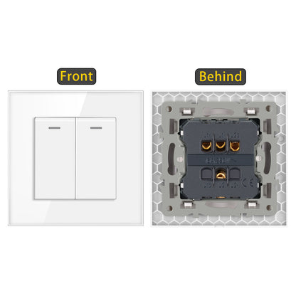 AnjieloSmart European standard 86-type wall switch, tempered glass panel, embedded single-gang multi-way rocker switch