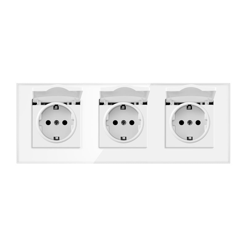 AnjieloSmart 86-type European standard German-style waterproof switch and socket, 16A power outlet, with tempered glass panel, suitable for kitchens and bathrooms.