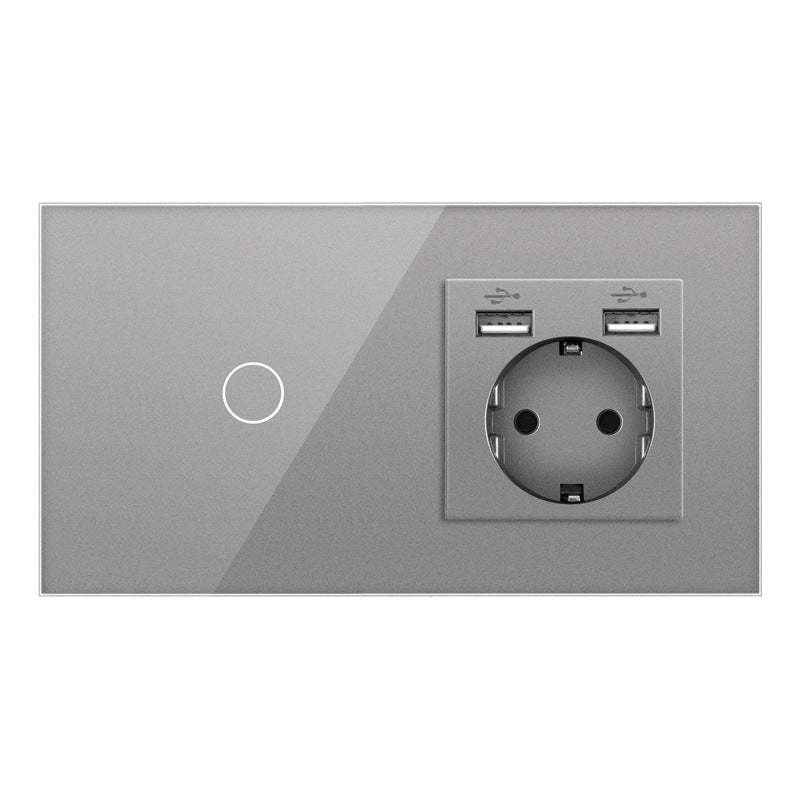 AnjieloSmart European standard Russian style touch sensor switch with socket, crystal glass panel wall switch and socket.