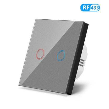 AnjieloSmart European standard 86-type wireless remote control switch with tempered glass panel, capable of penetrating walls, 433MHz RF switch.