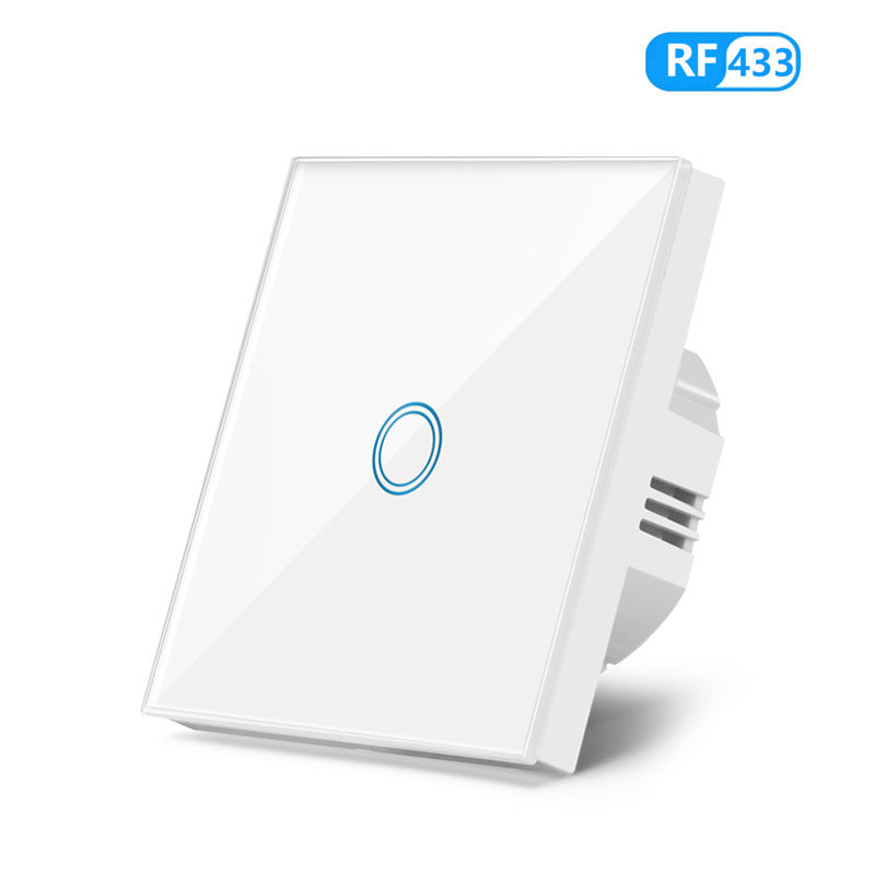 AnjieloSmart European standard 86-type wireless remote control switch with tempered glass panel, capable of penetrating walls, 433MHz RF switch.