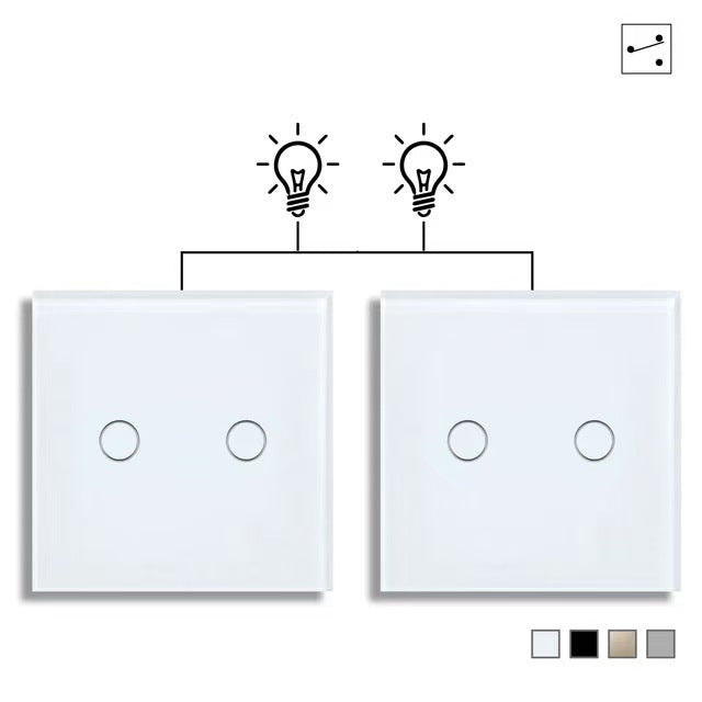 AnjieloSmart European and British standard pure touch double control switch single round tempered glass staircase headboard