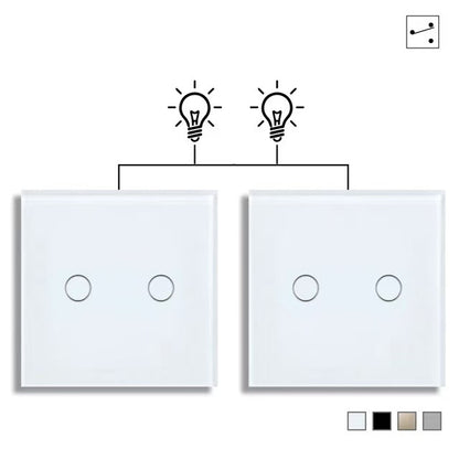 AnjieloSmart European and British standard pure touch double control switch single round tempered glass staircase headboard
