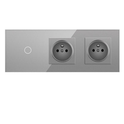 AnjieloSmart Touch sensor French style switch, 228*86mm with socket, crystal glass panel, 16A socket switch