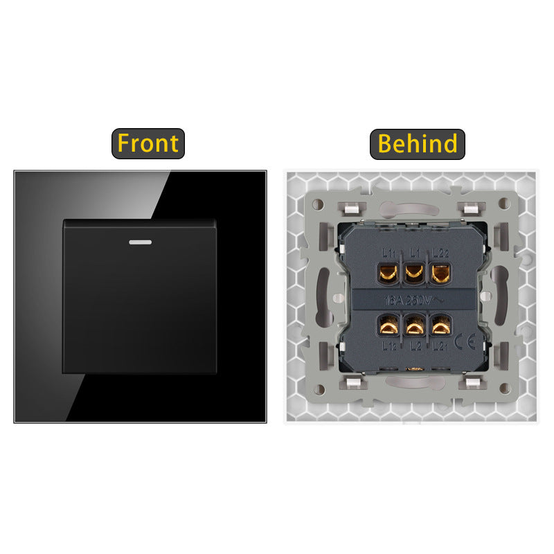 AnjieloSmart European standard 86-type wall switch, tempered glass panel, embedded single-gang multi-way rocker switch