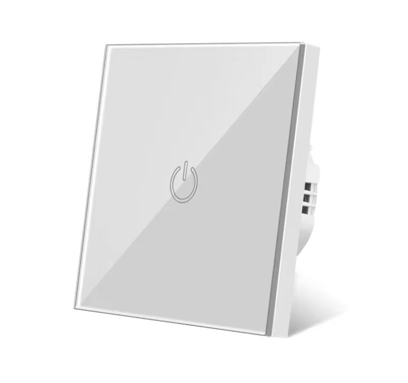 AnjieloSmart Luxury EU standard single-touch wall switch with a full tempered glass panel.