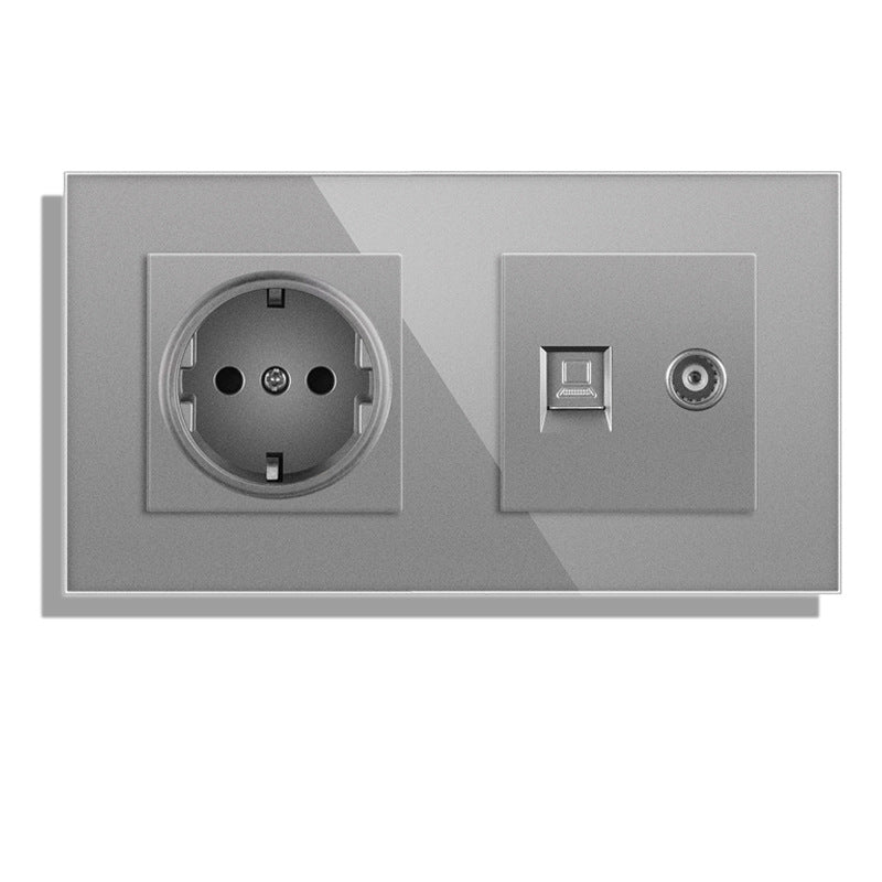 AnjieloSmart 153*86mm double wall socket with EU plug, TV and CAT5 internet RJ45 computer connection.
