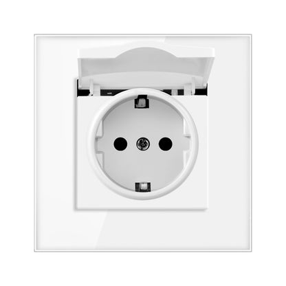 AnjieloSmart 86-type European standard German-style waterproof switch and socket, 16A power outlet, with tempered glass panel, suitable for kitchens and bathrooms.