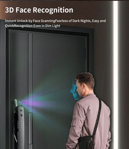 AnjieloSmart door lock 3D facial recognition/remote video intercom/temporary password/indoor large screen display/anti-theft alarm for Smart Home