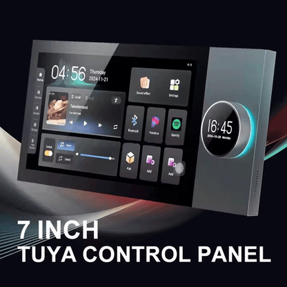 Anjielo 7 inch touch screen wall mounted 2 zone music amplifier Tuya control panel can connect to ceiling speakers