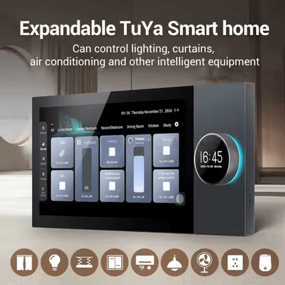 Anjielo 7 inch touch screen wall mounted 2 zone music amplifier Tuya control panel can connect to ceiling speakers