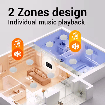 Anjielo 7 inch touch screen wall mounted 2 zone music amplifier Tuya control panel can connect to ceiling speakers