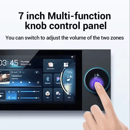 Anjielo 7 inch touch screen wall mounted 2 zone music amplifier Tuya control panel can connect to ceiling speakers