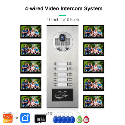Anjielo Smart Tuya 10-inch 1080P video doorbell suitable for multi-family metal doorbell video intercom system