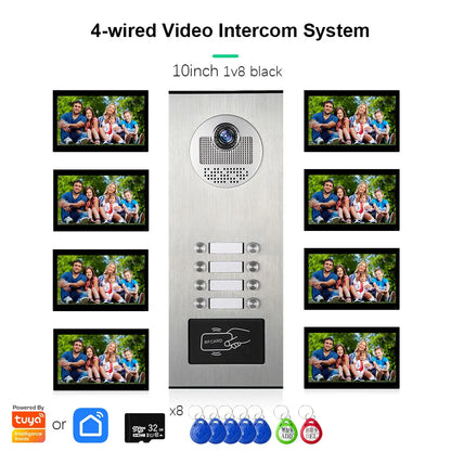 Anjielo Smart Tuya 10-inch 1080P video doorbell suitable for multi-family metal doorbell video intercom system