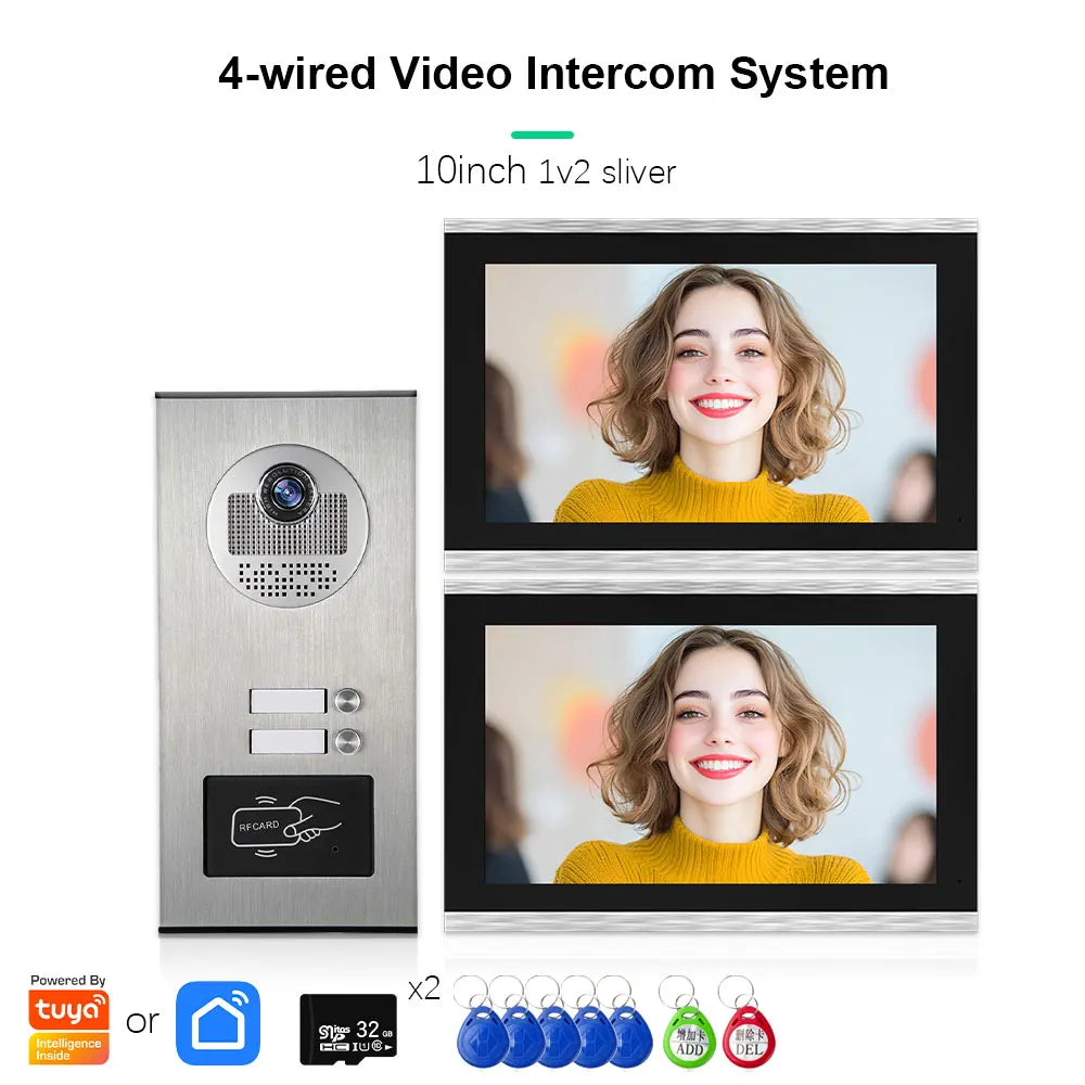 Anjielo Smart Tuya 10-inch 1080P video doorbell suitable for multi-family metal doorbell video intercom system