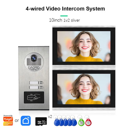 Anjielo Smart Tuya 10-inch 1080P video doorbell suitable for multi-family metal doorbell video intercom system
