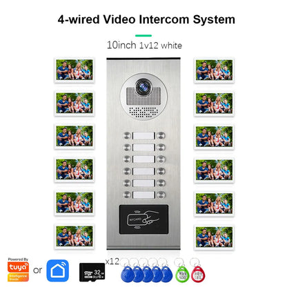 Anjielo Smart Tuya 10-inch 1080P video doorbell suitable for multi-family metal doorbell video intercom system