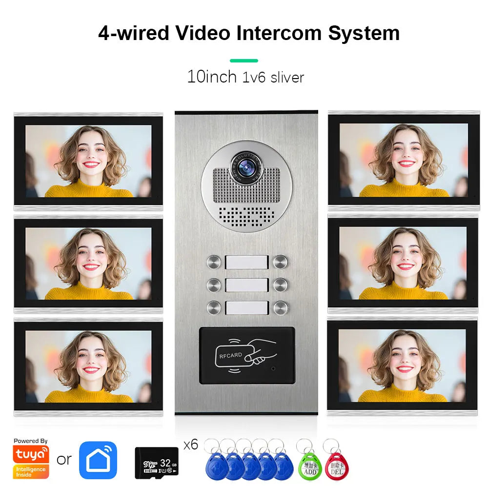 Anjielo Smart Tuya 10-inch 1080P video doorbell suitable for multi-family metal doorbell video intercom system