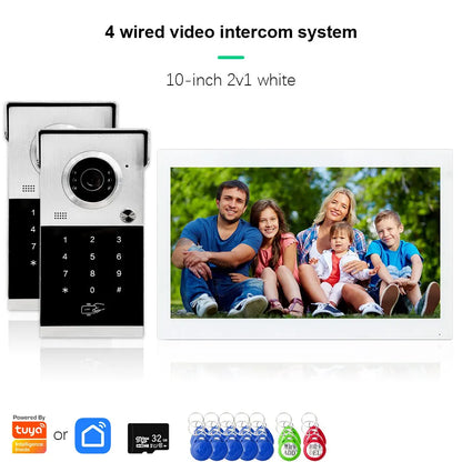 Anjielo Metal Doorbell Video Intercom System Touch Screen 4 in 1 Unlock Mobile Tuya Remote Security Home Protection