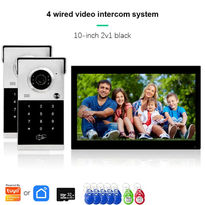 Anjielo Metal Doorbell Video Intercom System Touch Screen 4 in 1 Unlock Mobile Tuya Remote Security Home Protection