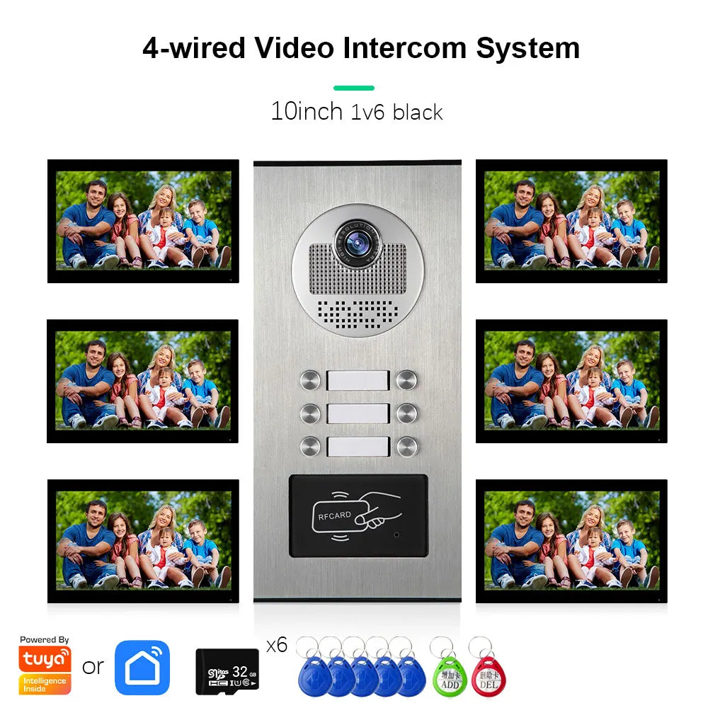 Anjielo Smart Tuya 10-inch 1080P video doorbell suitable for multi-family metal doorbell video intercom system
