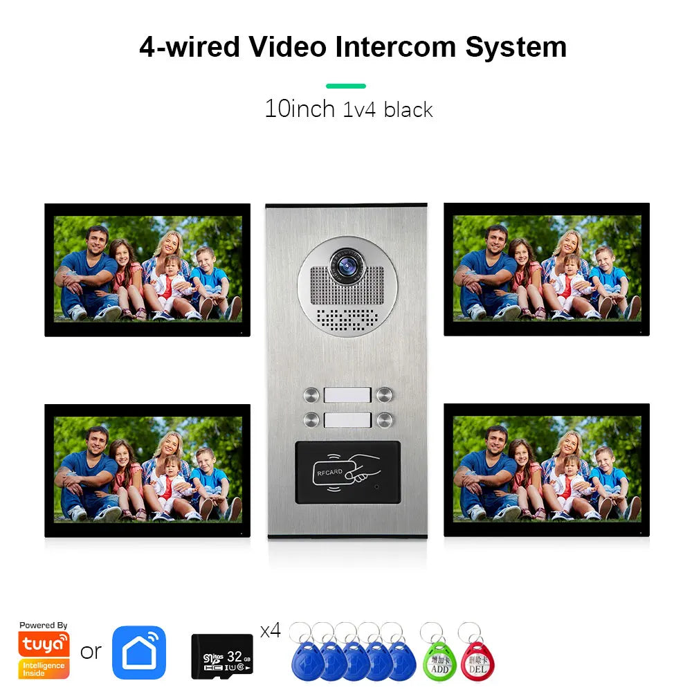 Anjielo Smart Tuya 10-inch 1080P video doorbell suitable for multi-family metal doorbell video intercom system