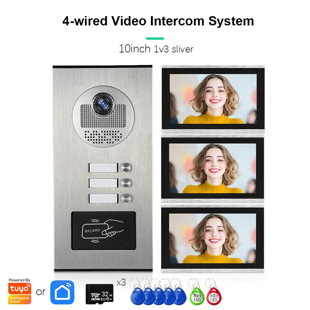 Anjielo Smart Tuya 10-inch 1080P video doorbell suitable for multi-family metal doorbell video intercom system