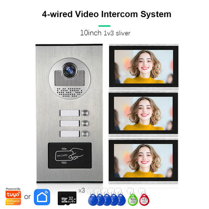 Anjielo Smart Tuya 10-inch 1080P video doorbell suitable for multi-family metal doorbell video intercom system